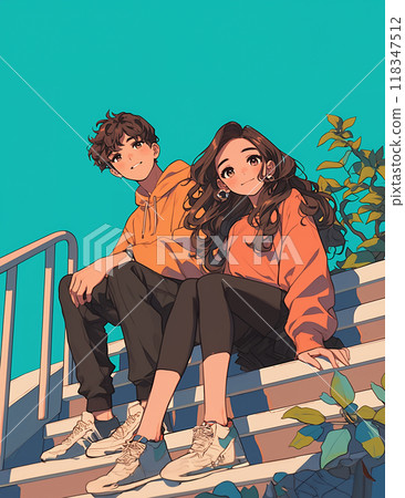 約會時的時尚情侶 118347512