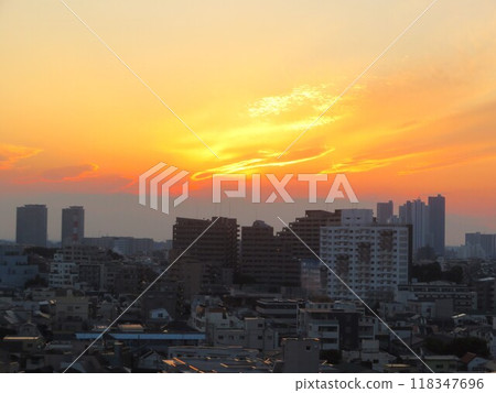 Sunset view from the Ikegami Observatory in Ota Ward, Tokyo Sunset view from the Ikegami Observatory in Ota Ward, Tokyo 118347696