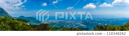 從新綠的仁田峠第二展望台眺望全景【長崎縣雲仙市】 從新綠的仁田峠第二展望台眺望全景【長崎縣雲仙市】 118348262