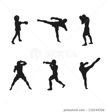Fighting Silhouettes 6 types Fighting Silhouettes 6 types 118348308