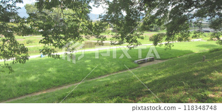 Scenery of Kamogawa Park along the Kamo River (Kamogawa) in Kyoto 118348748