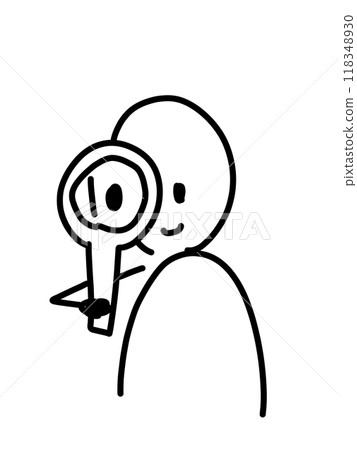 一個人透過放大鏡觀察的鬆散插圖 一個人透過放大鏡觀察的鬆散插圖 118348930