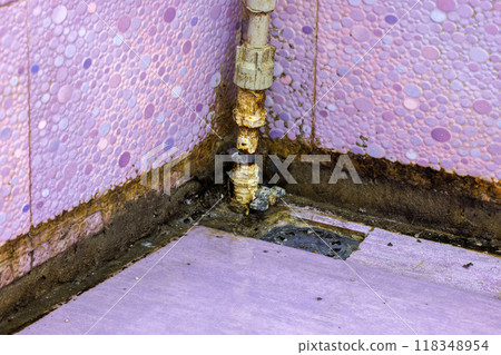 filthy dirty bathroom shower floor corner 118348954