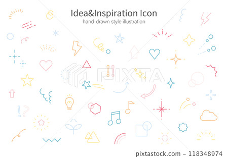 Accent decoration illustration set decoration graffiti glitter star heart arrow material cute color 118348974