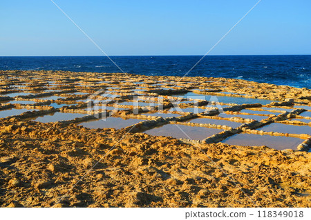 Salt pans on the coast of Gozo 118349018