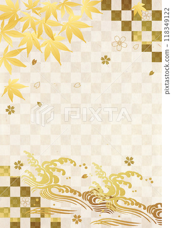 Autumn leaves and Japanese paper background Autumn leaves and Japanese paper background 118349122