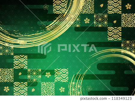 Gold leaf Japanese pattern background 118349123