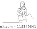 Single continuous line drawing of female trainer speaking in front of large audience to do motivational presentation. Public training center concept. One line draw graphic design vector illustration 118349641