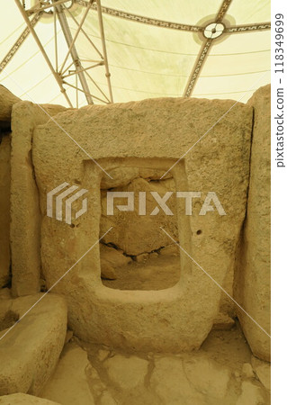 Windstone at Hajar Qim Temple, one of the megalithic temples in Malta, a World Heritage Site 118349699
