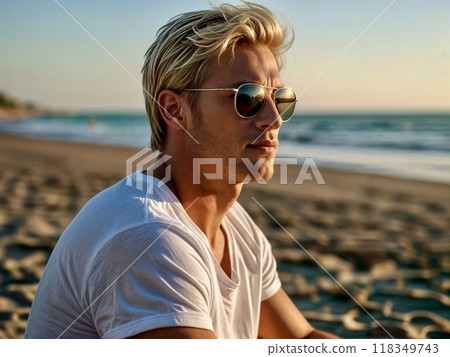 A man watching the sea on the coast 118349743