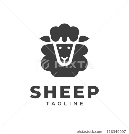 Sheep Logo Design with Minimalist Sheep Icon - Ideal for Farms, Wool, and Agricultural Branding 118349907