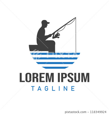 Simple Design Silhouette Illustration Of A Man Fishing,Catching Fish Vector Design Simple Design Silhouette Illustration Of A Man Fishing,Catching Fish Vector Design 118349924