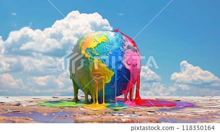 Ice Cream Globe Symbolizes Climate Change, Melting World 118350164