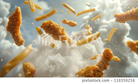 Chicken Fingers and French Fries Flying like Miniature Airplanes 118350258