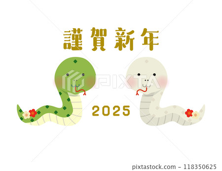 Happy New Year Pair of snakes Vector illustration 118350625