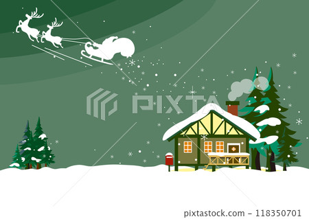 聖誕老人帶來雪的風景插畫 118350701