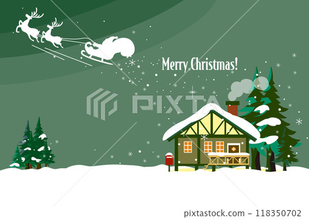 Christmas background illustration with Santa bringing snow 118350702