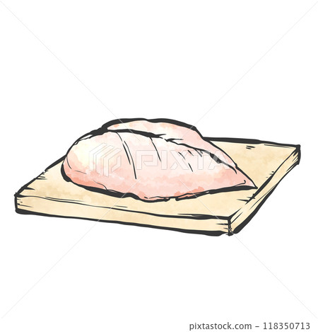 雞胸肉手寫畫筆繪畫風格插畫 雞胸肉手寫畫筆繪畫風格插畫 118350713