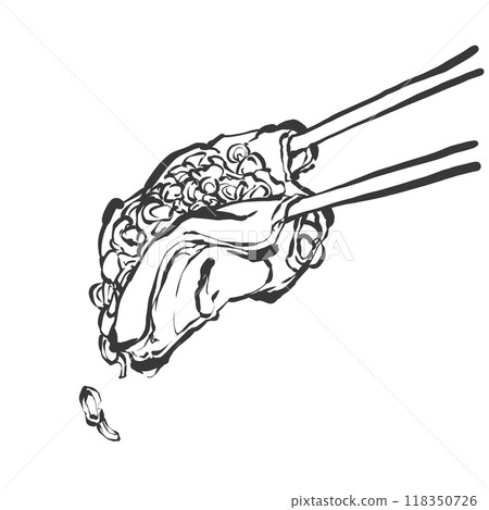 Hand-drawn illustration of salted tongue with onions 118350726