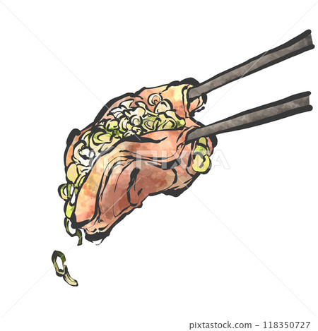蔥舌鹽手寫筆畫風格插畫 118350727