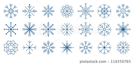 Set of Geometric Snowflakes Icons 118350765