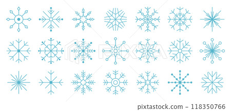 Vector Snowflakes Icons for Winter Pattern and Christmas Decorative and Ornaments.  118350766