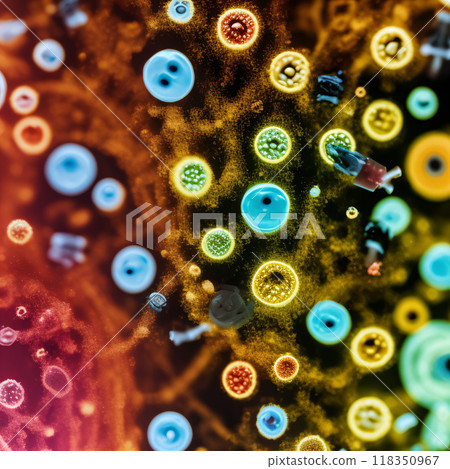 3D science lab petri dish reveals intricate microorganisms. Discovery, exploration, research concept created with generative AI. 3D science lab petri dish reveals intricate microorganisms. Discovery, exploration, research concept created with generative AI. 118350967