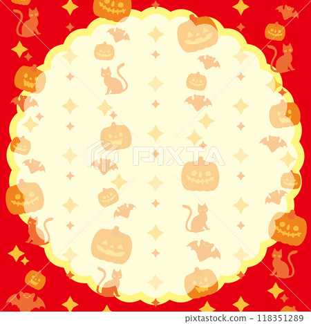 Cute background vector illustration of a Jack-o'-lantern for Halloween (red) Cute background vector illustration of a Jack-o'-lantern for Halloween (red) 118351289
