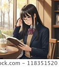 在咖啡館看書的女高中生 118351520