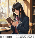 在咖啡館看書的女高中生 118351521