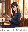 高中女孩在咖啡館讀書 118351522