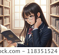 高中女孩在圖書館讀書 118351524