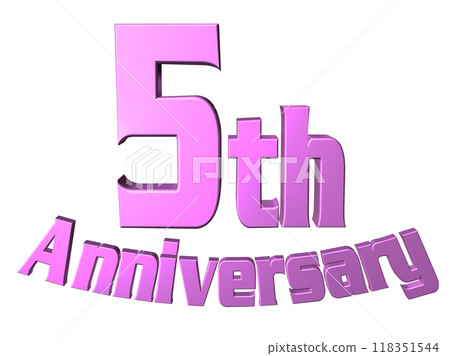 3DCG text "5th Anniversary" in purple, pink 118351544