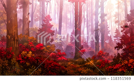 In autumn leaves forest 118351569