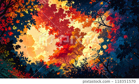 In autumn leaves forest 118351570