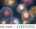 Fireworks to beat in the night sky 118351602