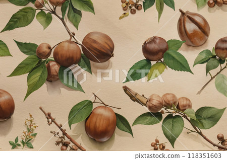 秋天樹堅果 118351603