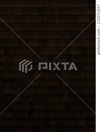 Vertical background image of a scaly wooden exterior wall with dark brown grain 118351657