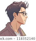 戴著眼鏡的輪廓男子 118352140