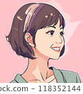 一名婦女的檔案有一張微笑的面孔的 118352144