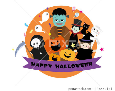 流行又可愛的萬聖節服裝一點插畫 118352171