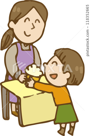 Girl buying popcorn Girl buying popcorn 118352665