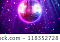 Disco ball with shiny light for music or night party 80s style background 118352728