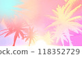 Tropical coconut trees silhouette 80s style background 118352729