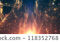 Gold dust particles and shiny light glamour abstract background 118352768