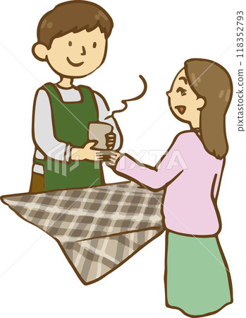 Woman receiving coffee 118352793