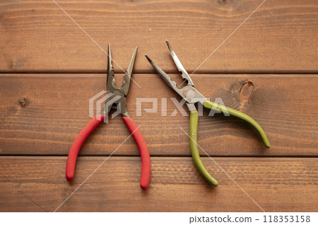 Well-used radio pliers Well-used radio pliers 118353158