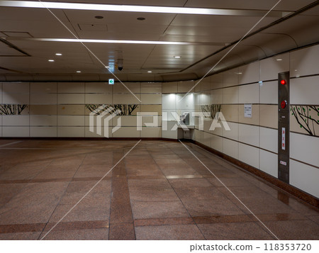 東京城市景觀:市中心地下通道安裝的數位公用電話和消防設備 東京城市景觀:市中心地下通道安裝的數位公用電話和消防設備 118353720