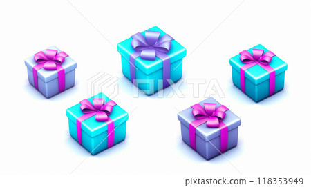 background  3d isometric boxes with ribbon and bow 118353949