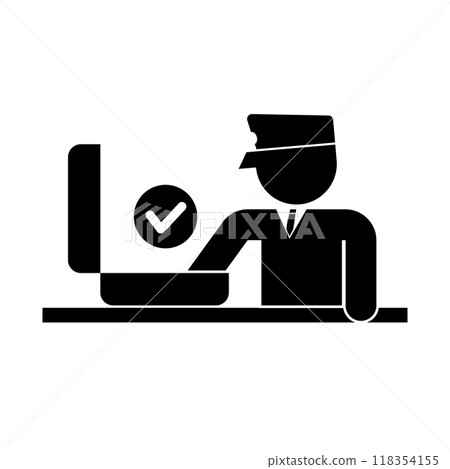 Customs suitcase luggage inspection and check silhouette 118354155